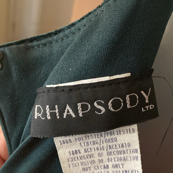 EUC Vintage Rhapsody Emerald Green Velvet Chiffon Square Neck Maxi Dress - Picture 8 of 9